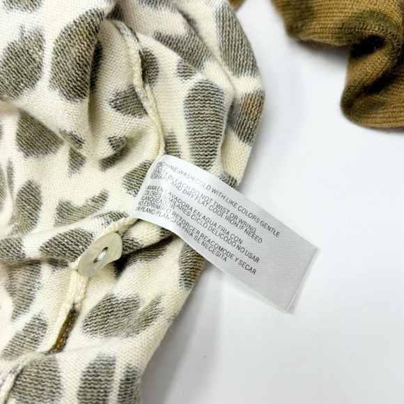 Vtg CAROLYN TAYLOR Women’s Brown Ivory Animal Print Cardigan Unique Buttons Sz M - Picture 7 of 7